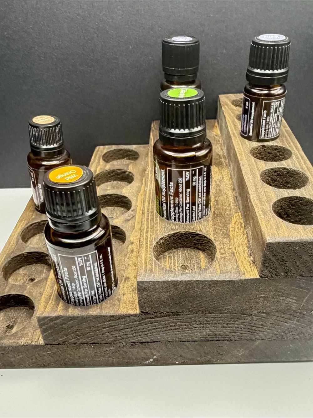 Handmade Wooden Essential Oil Bottle Holder **Oils not included